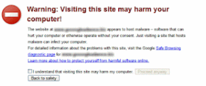 The site ahead contains malware